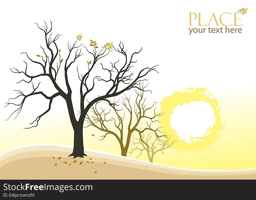 Abstract Trees and Sun Background