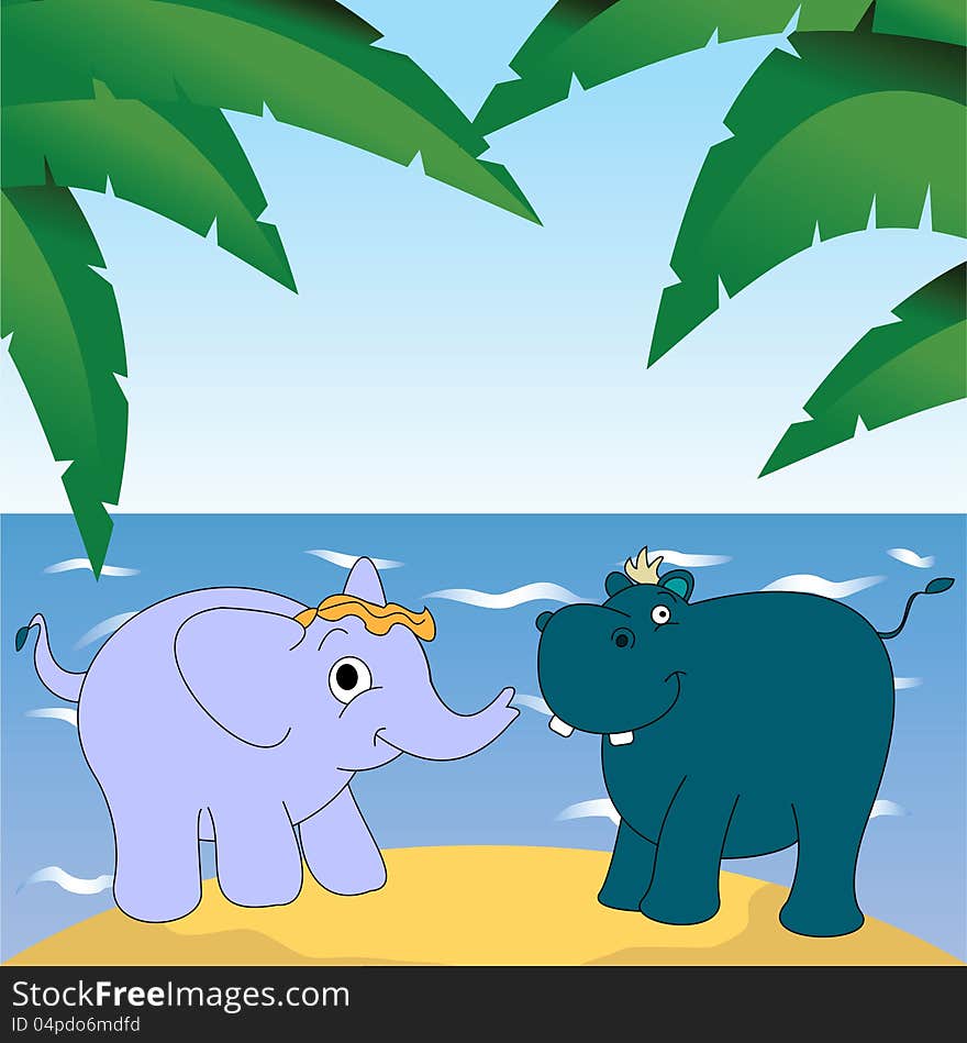 Elephant and hippopotamus