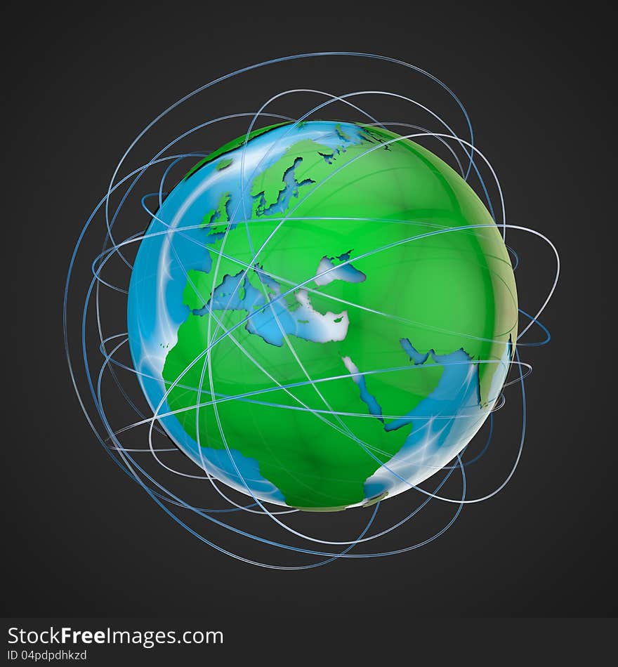 Earth globe, europe and africa view