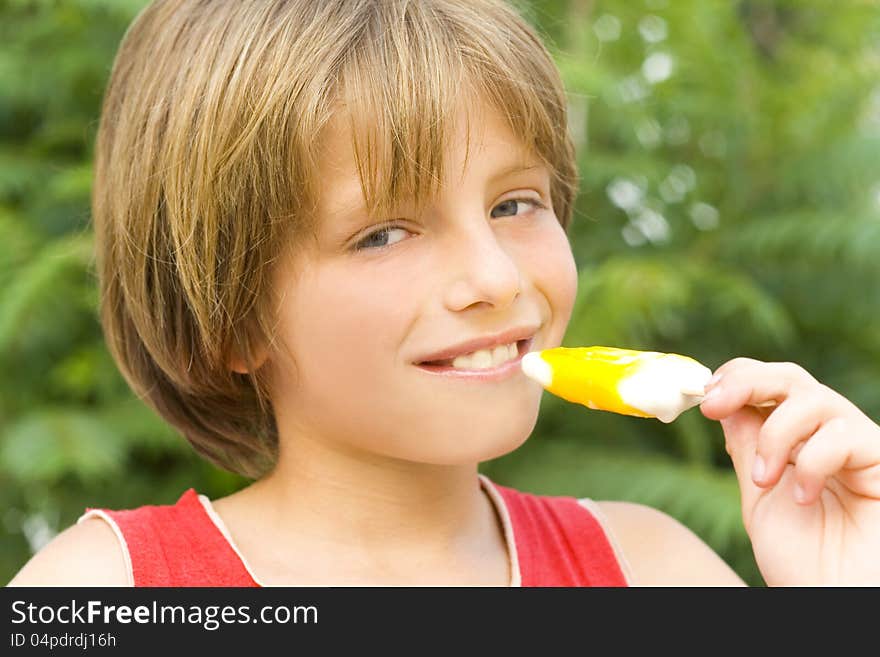 Child eating ice cream-enjoyment