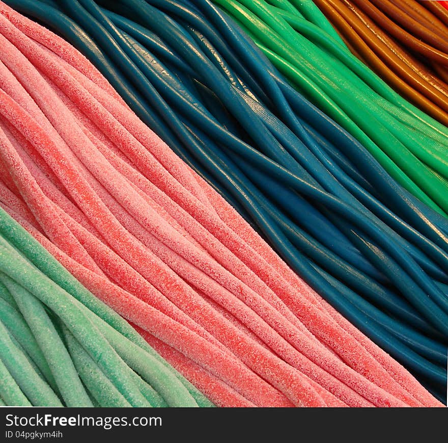 Colorful candies and licorice