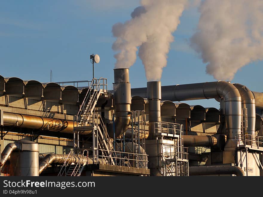 The chimneys of an industry in Tuscany. The chimneys of an industry in Tuscany