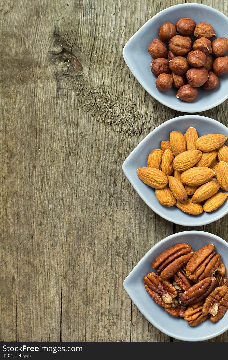 Almonds, hazelnuts and pecans