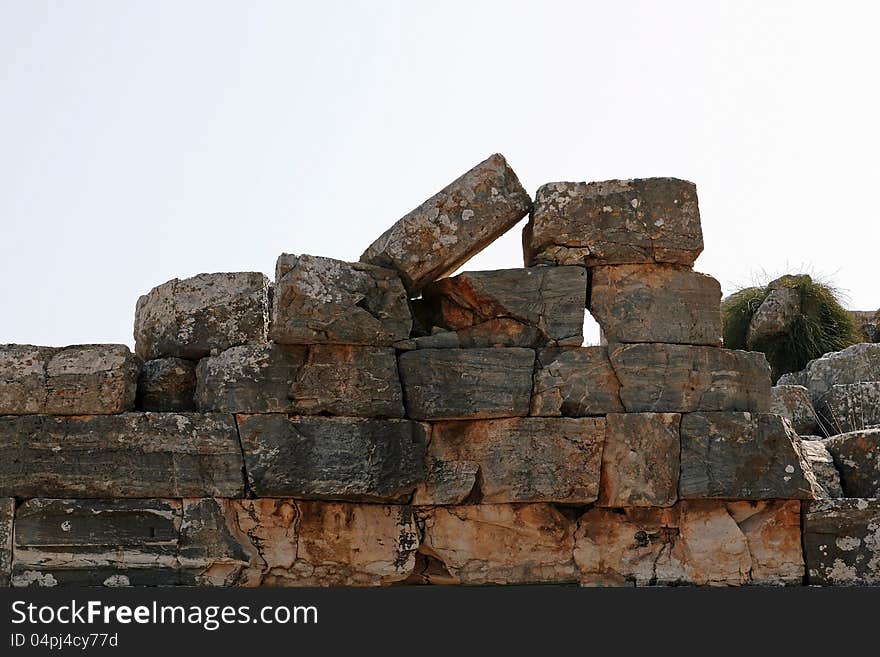 Antique old stone blocks and old palaces in ephesos (Turkey)