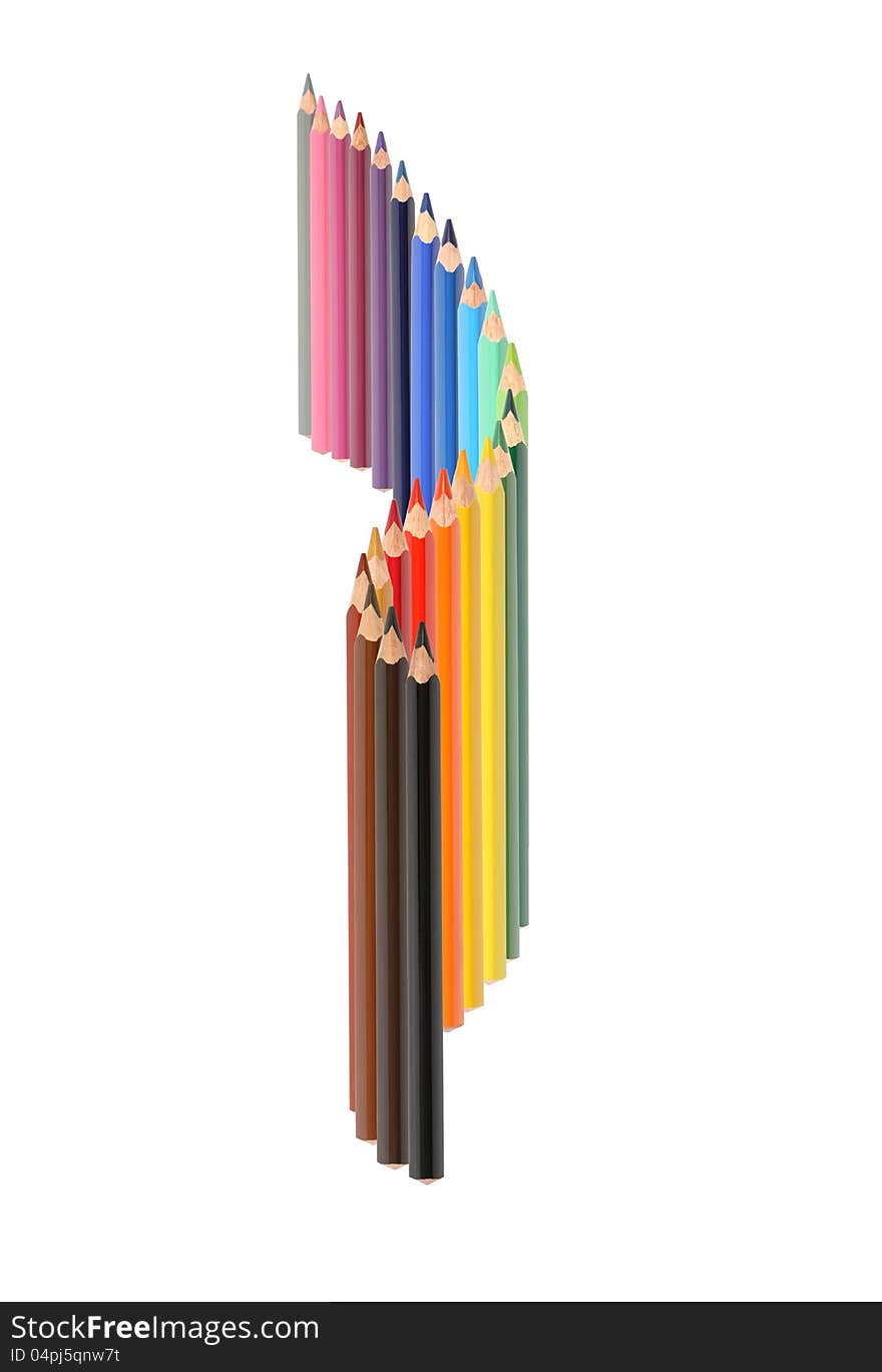 Set of color pencils on white background. Set of color pencils on white background