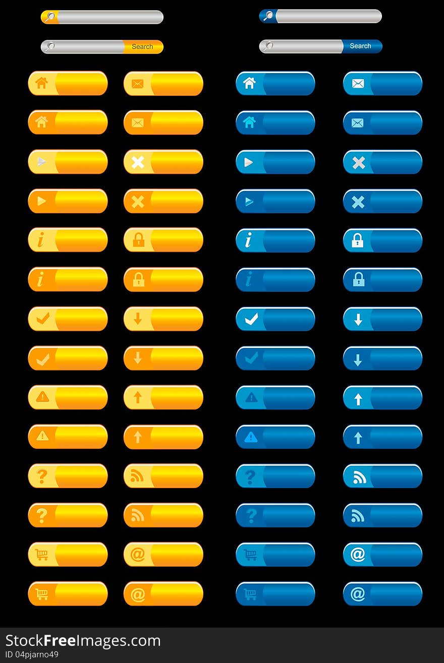 Web buttons collection with 60 scalable buttons.