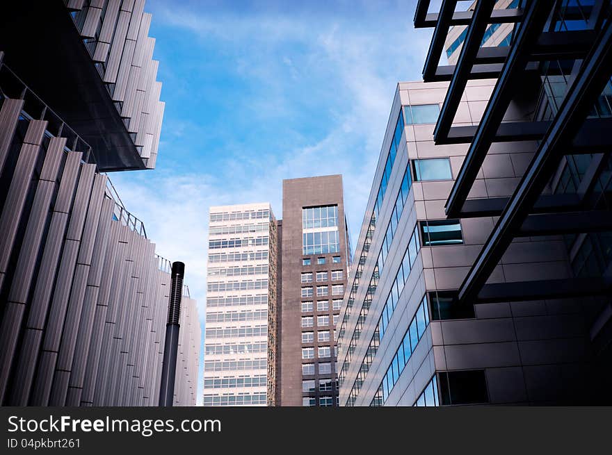 Office buildings and blue sky- See through