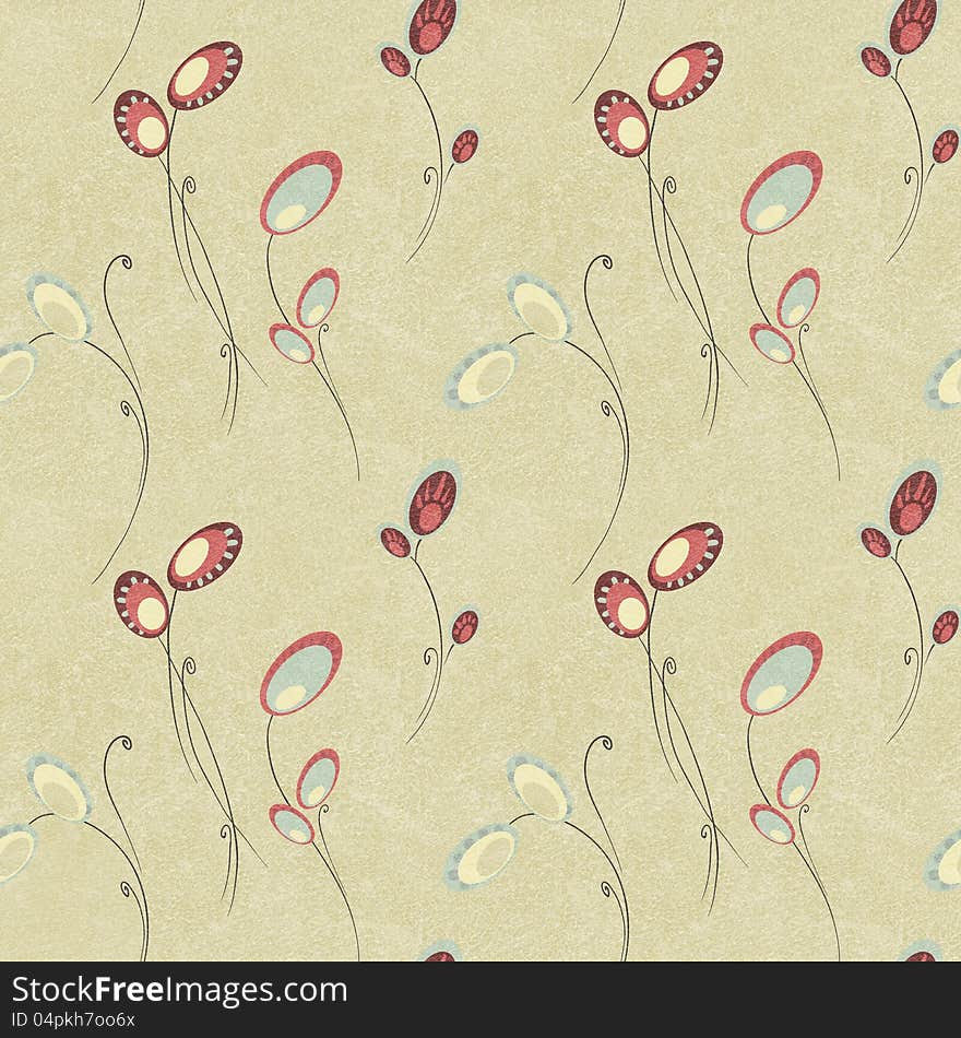 Seamless floral pattern with a textured effect