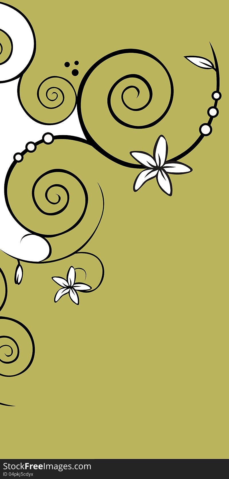 Floral background with flowers and spirals