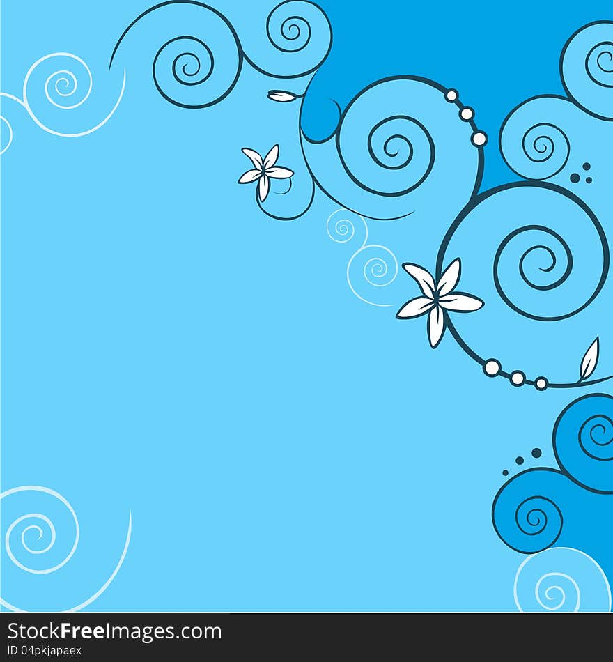 Blue floral background with flowers