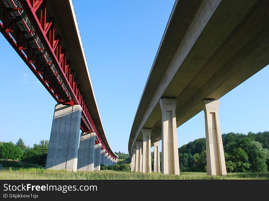 Motorway bridge landscape with azure heaven