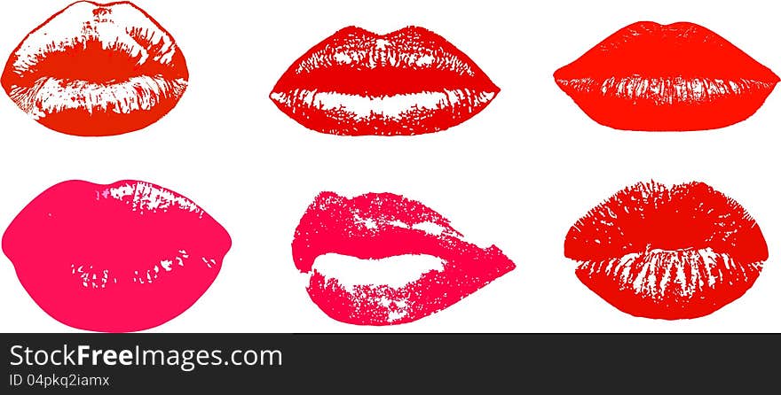 Red lips on a white background