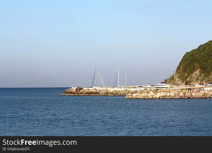 Yacht pier in summer