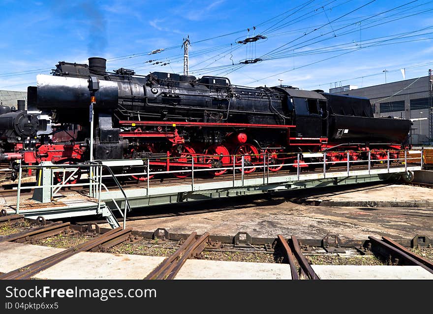 Steam on the turntable at the Siegen railway museum