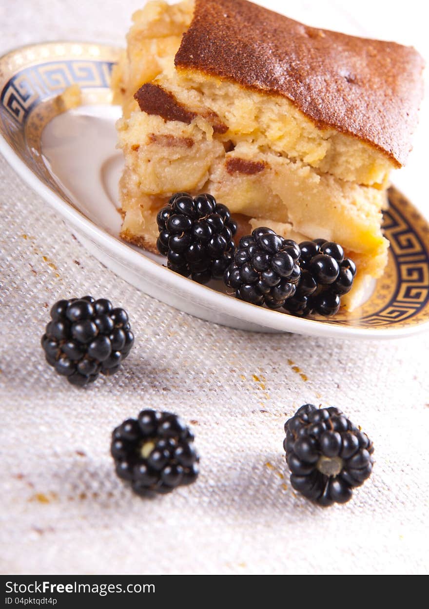 Apple pie served with fresh fruits. Apple pie served with fresh fruits