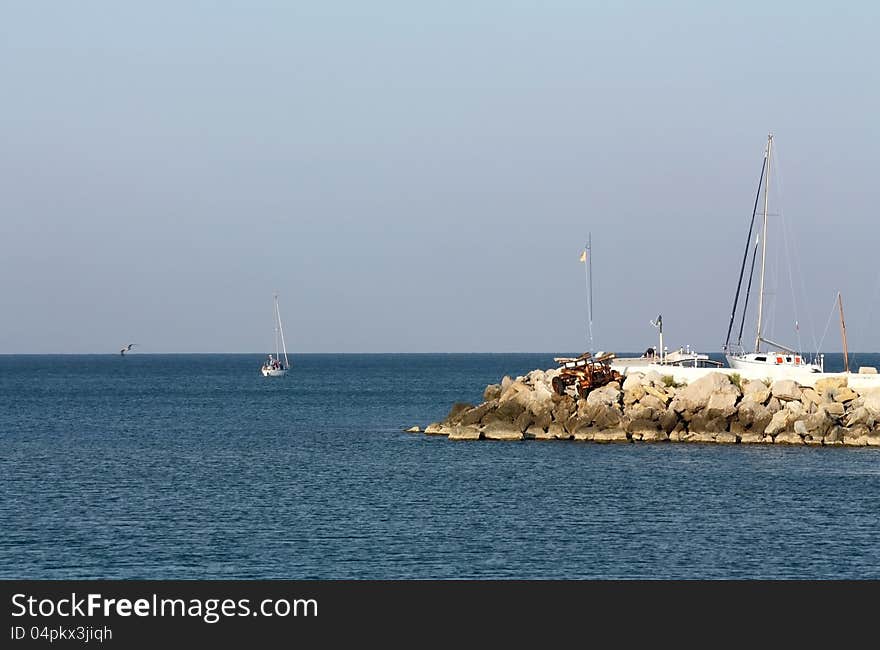 Yacht pier in summer