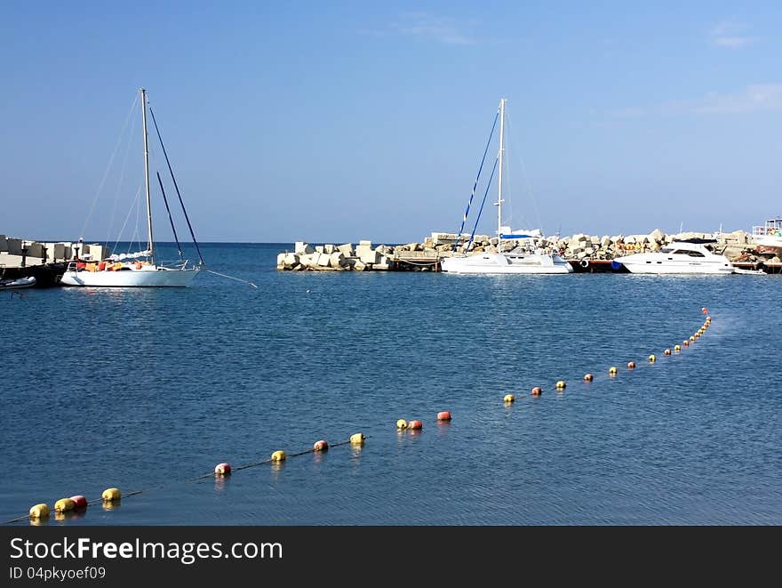 Yacht pier in summer