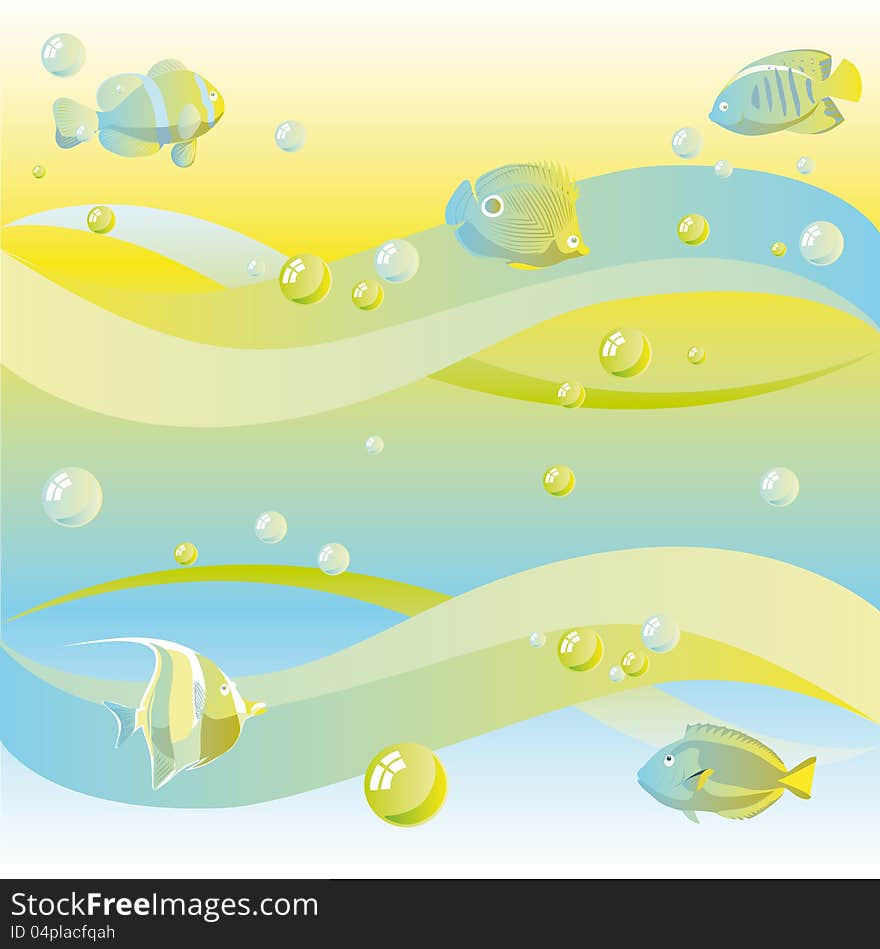 Dreamy sea background with fishes