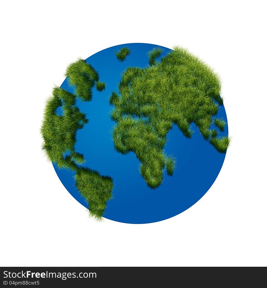 Abstract illustration of the globe with green grass. Abstract illustration of the globe with green grass.