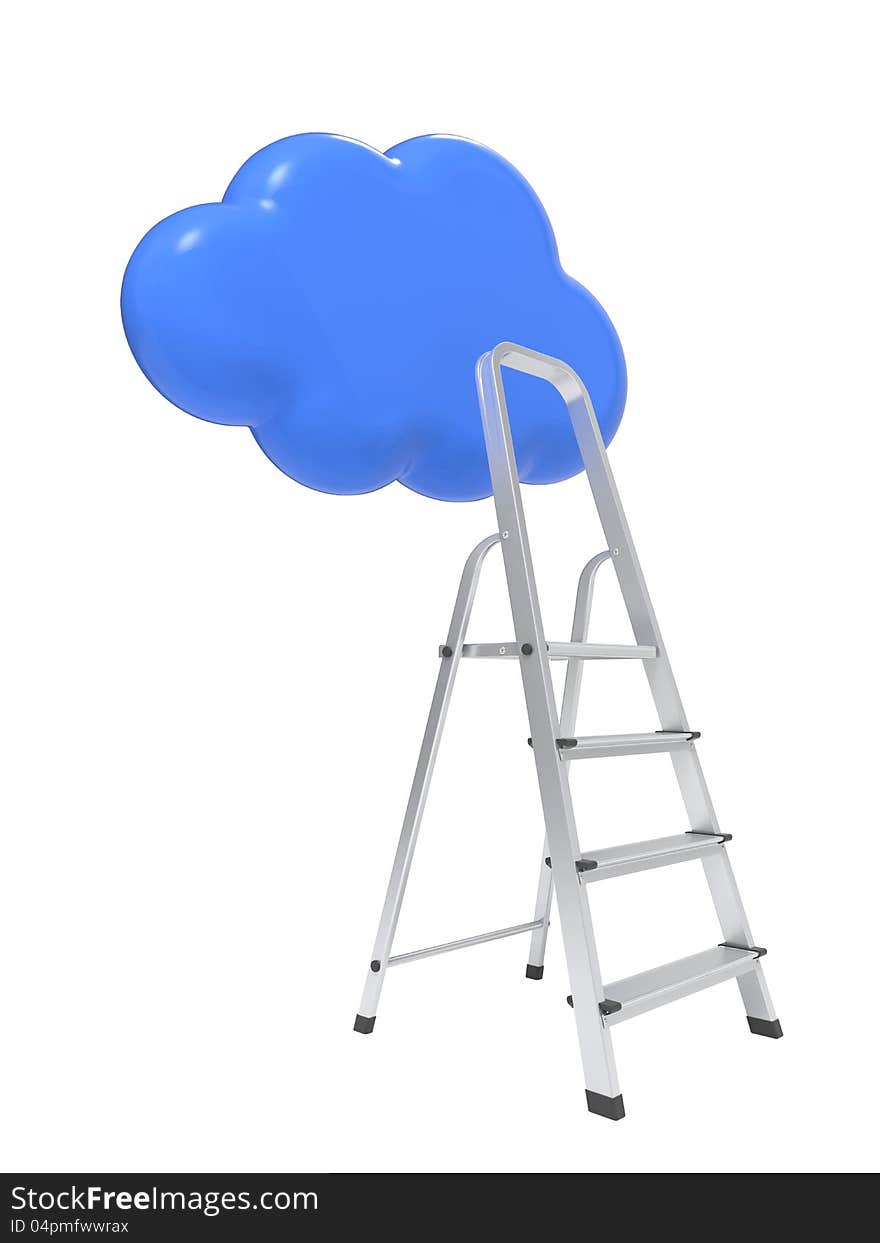 A Competition Concept, Cloud with Ladders on White. A Competition Concept, Cloud with Ladders on White.