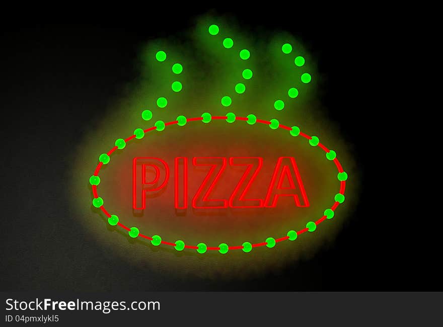 Pizza sign on black background