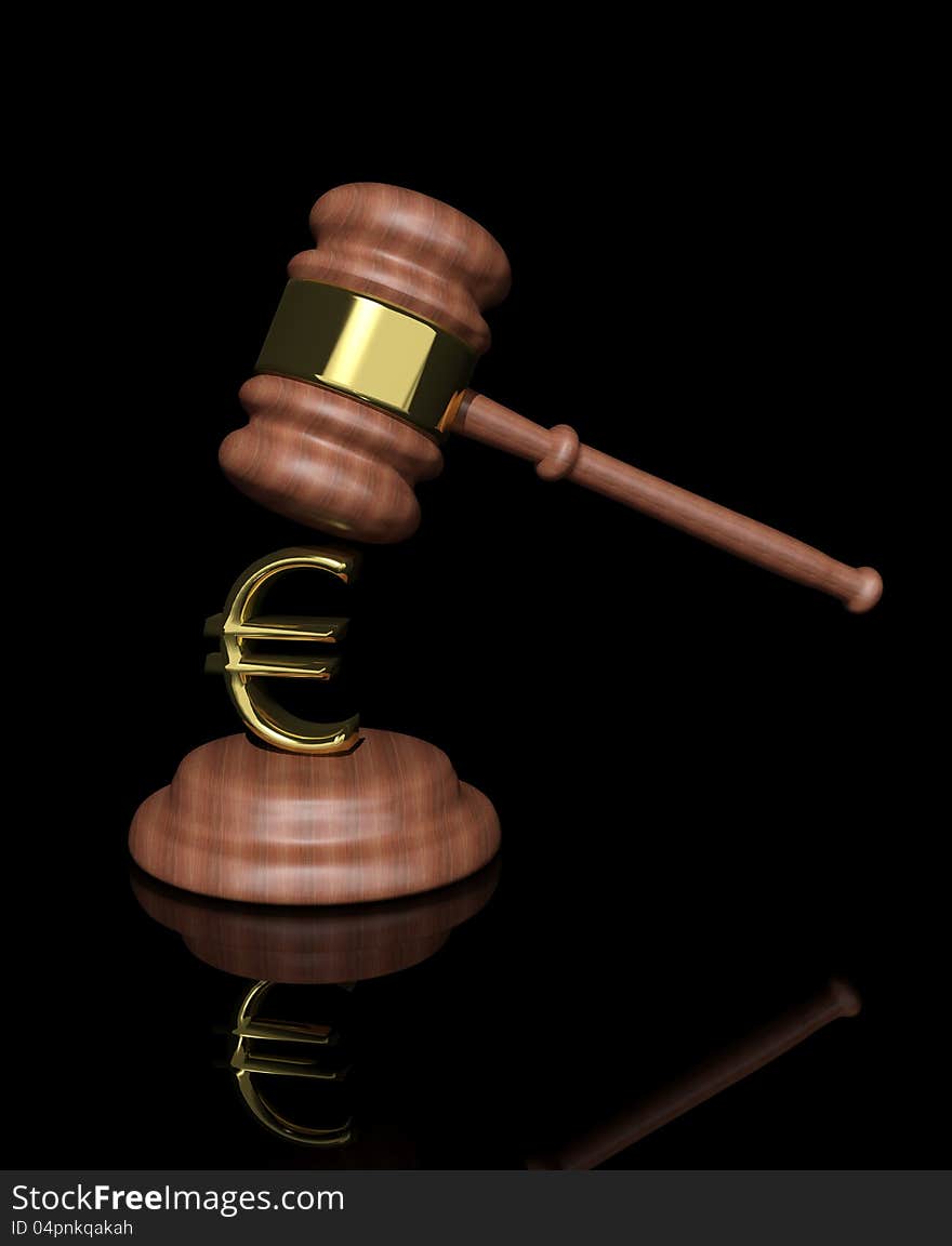 Gavel with euro design