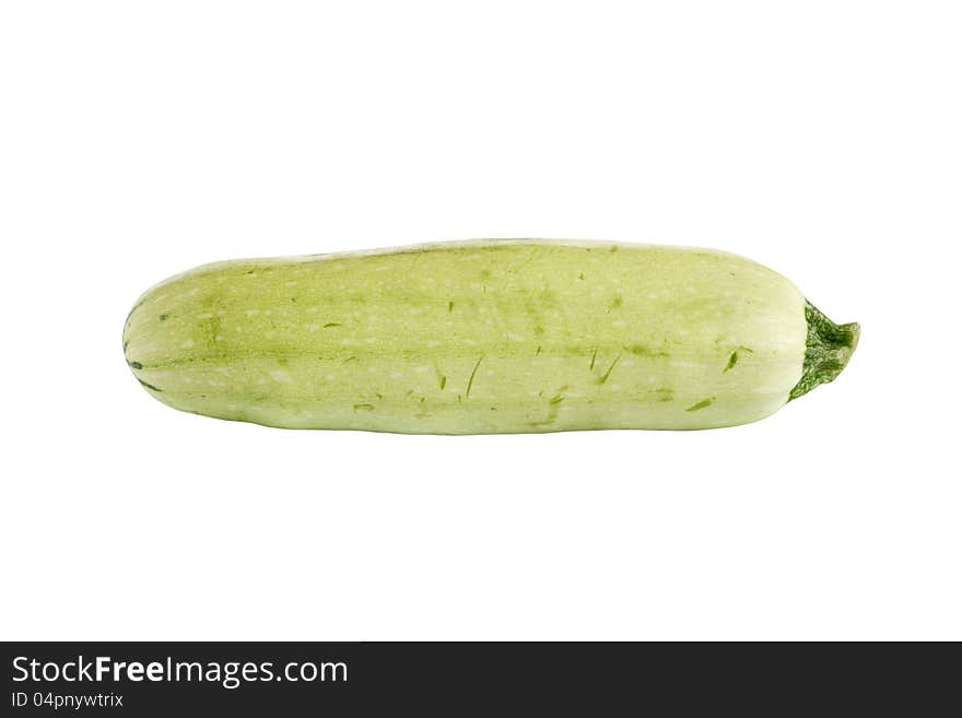 Green marrow squash on white background. Clipping path is included