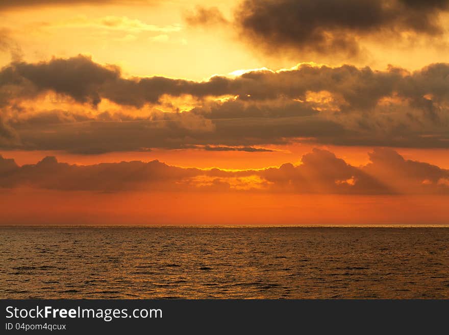 Beautiful sunset in the coastal (Spain,Costa Brava)