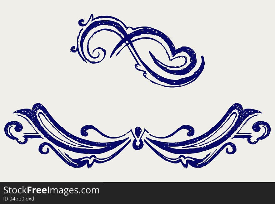 Calligraphic design element. Doodle style