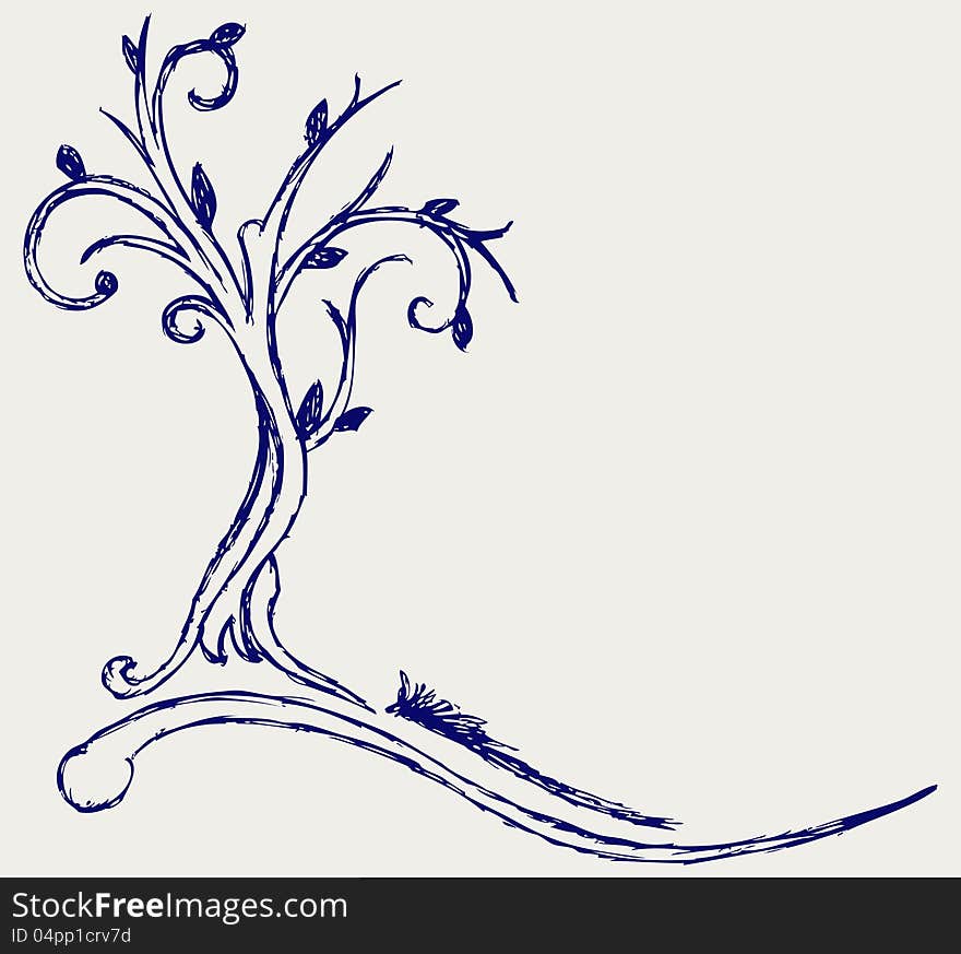 Trees silhouettes. Doodle style. Vector