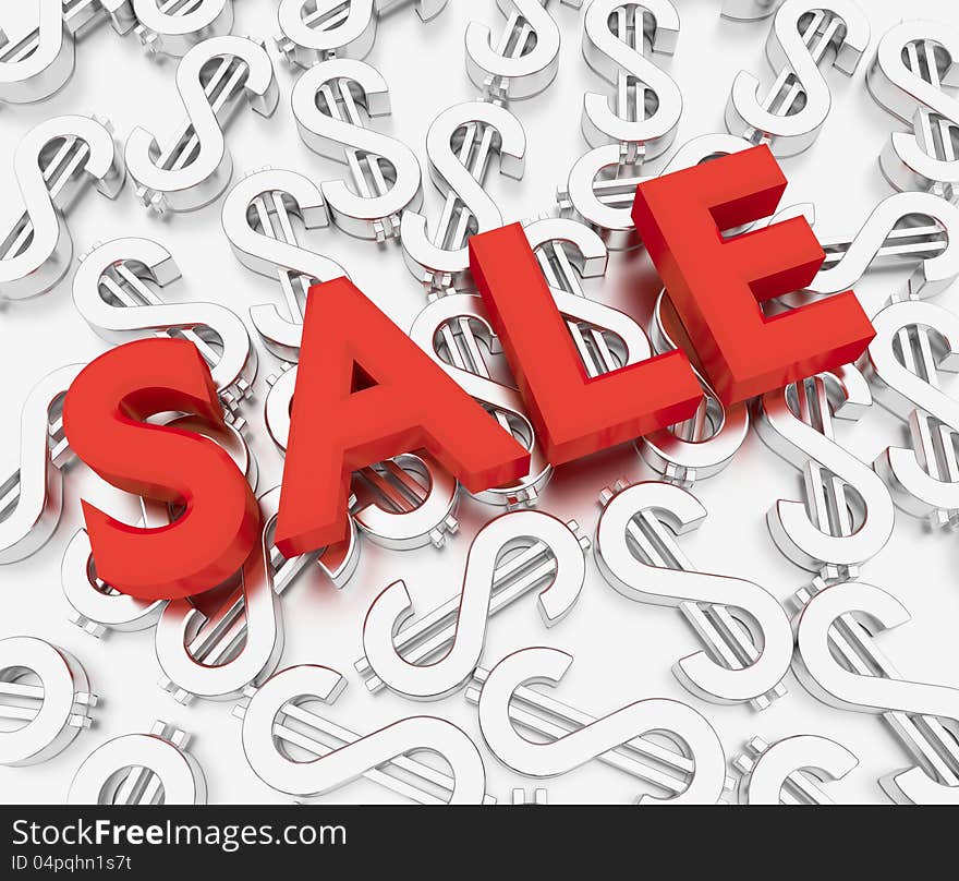 3d Sale Text With Dollar Sign