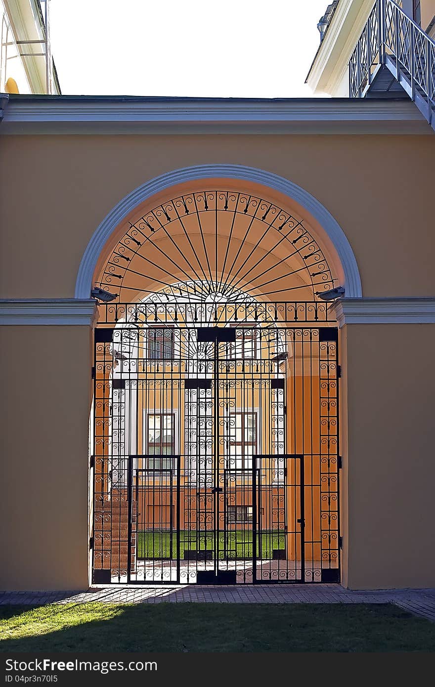 Steel door in the arch