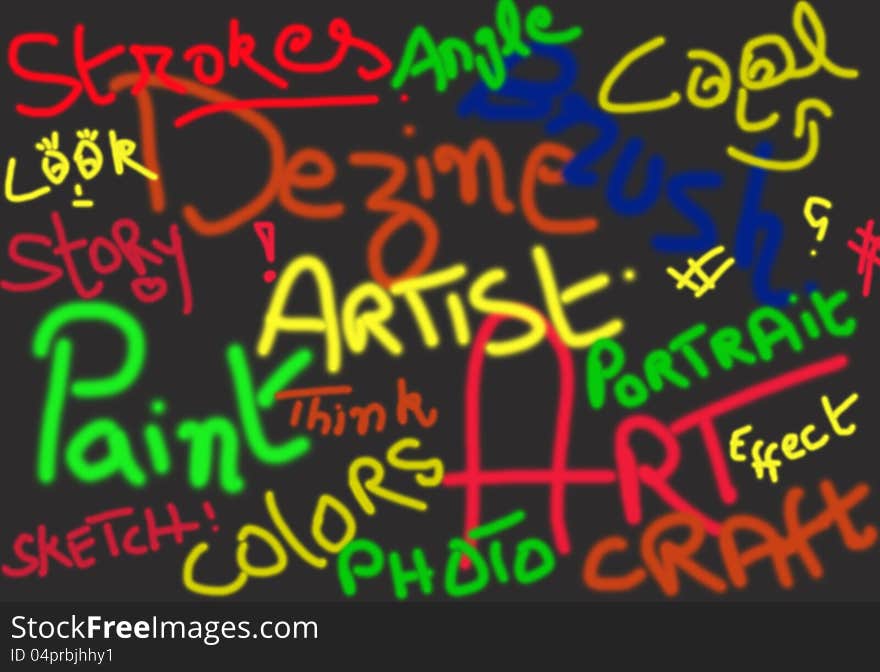 Colorful Graffiti Background, with text related to art & design.