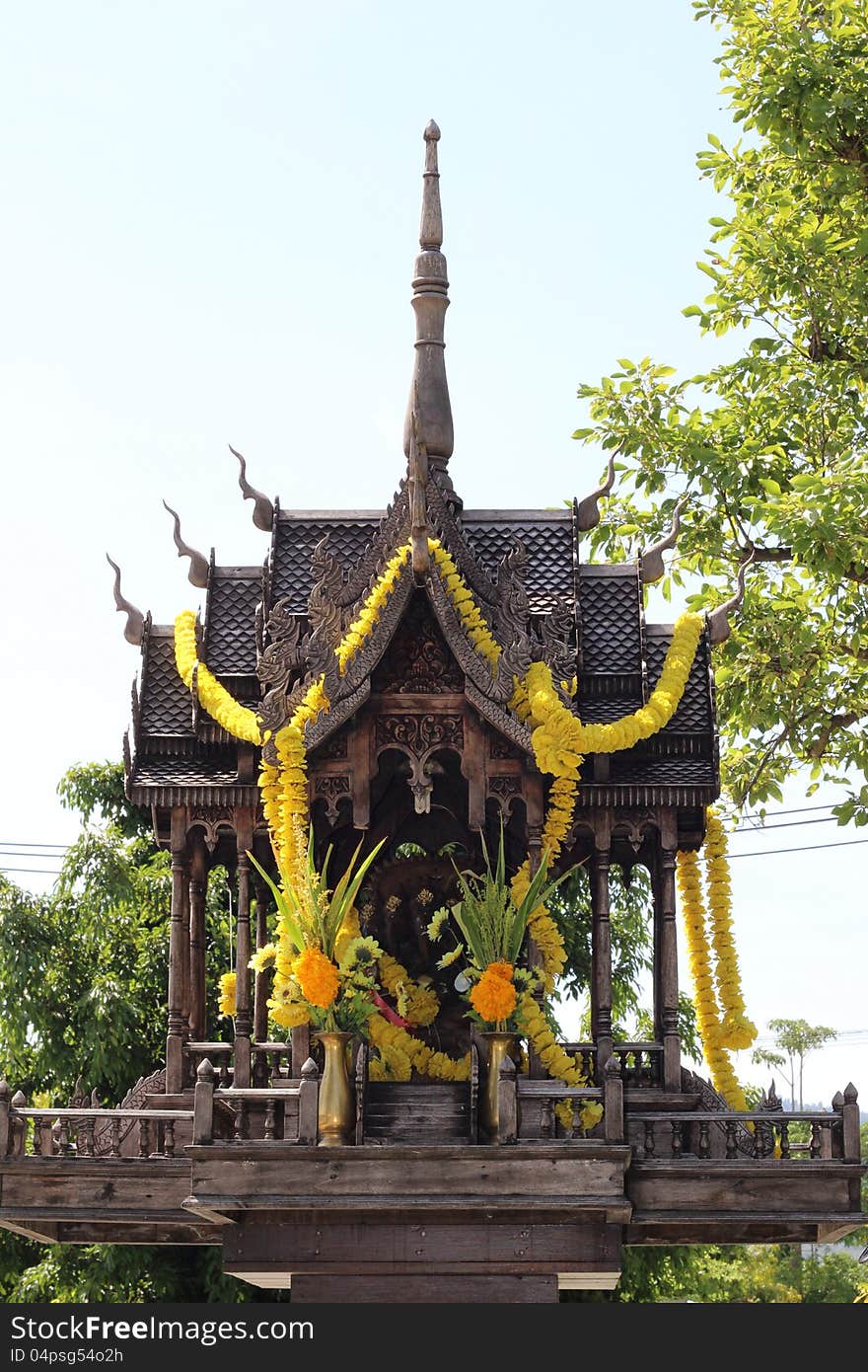 Thai spirit house made from wood. Thai spirit house made from wood