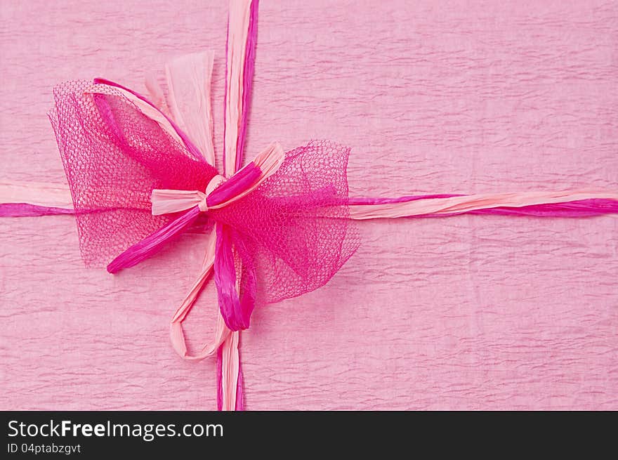 Pink Color Gift Box With Ribbon