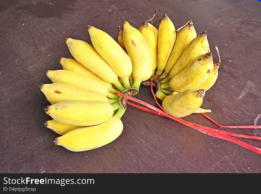 Banana on wooden table