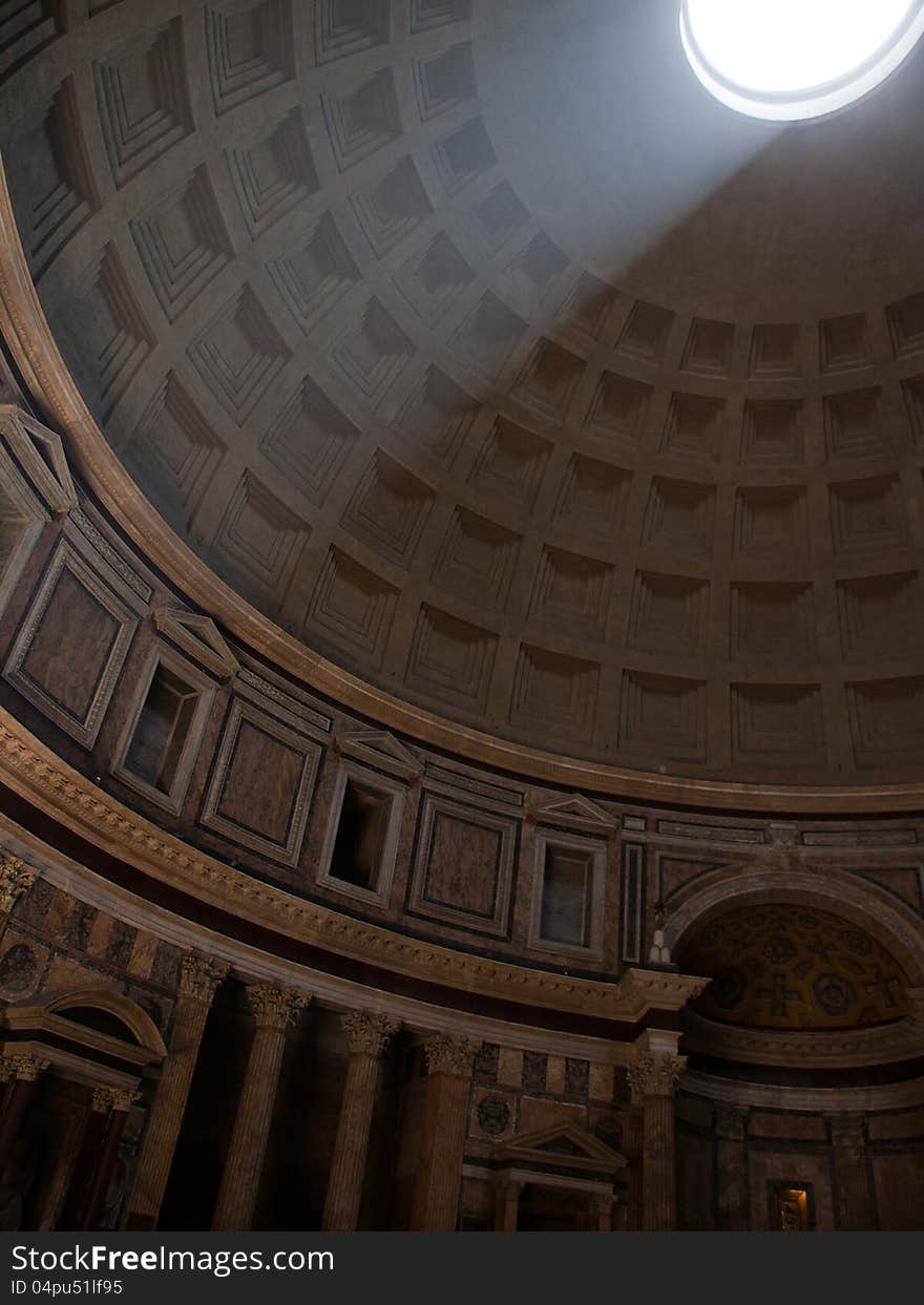 The interior of the Pantheon in Rome. The interior of the Pantheon in Rome