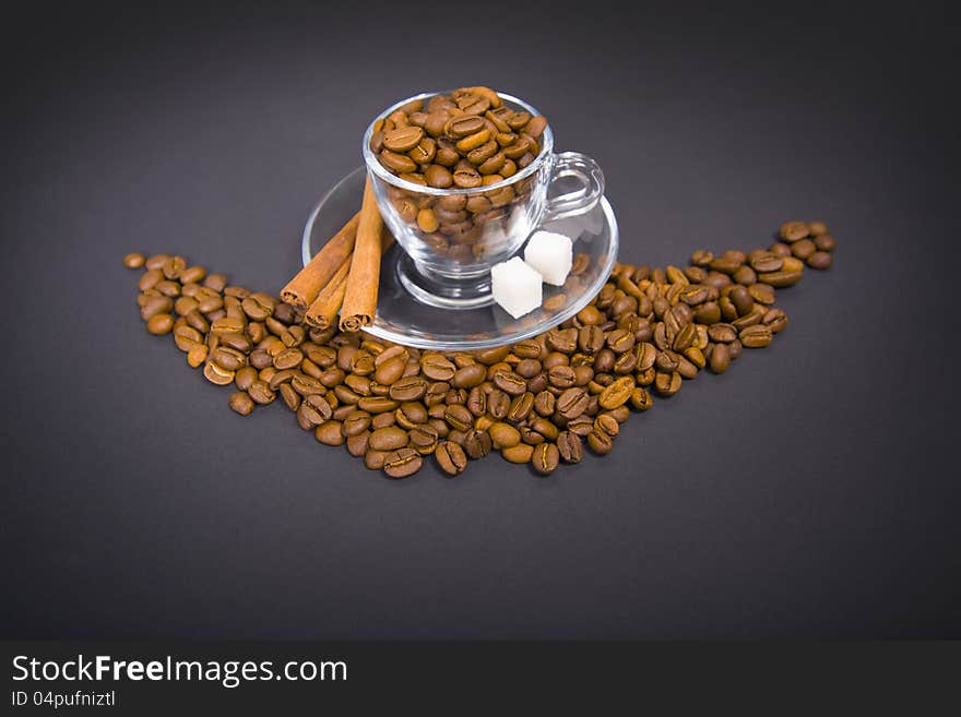 Glass  Cup With  Coffee Beans