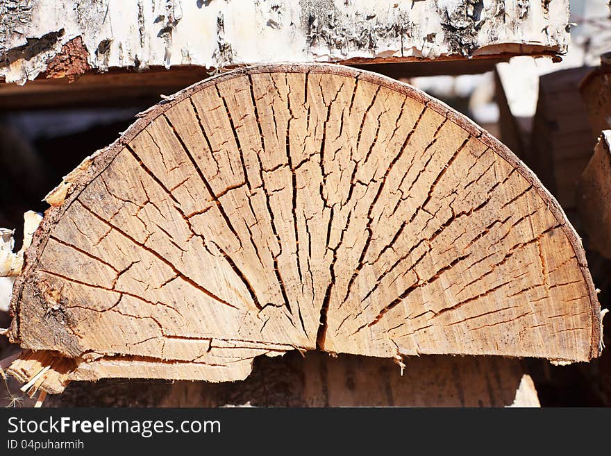 Birch wood in the woodpile. Birch wood in the woodpile.