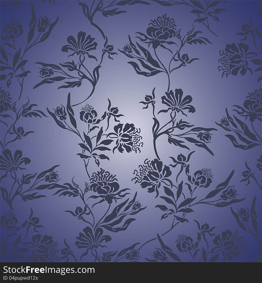 Blue Floral Seamless Background