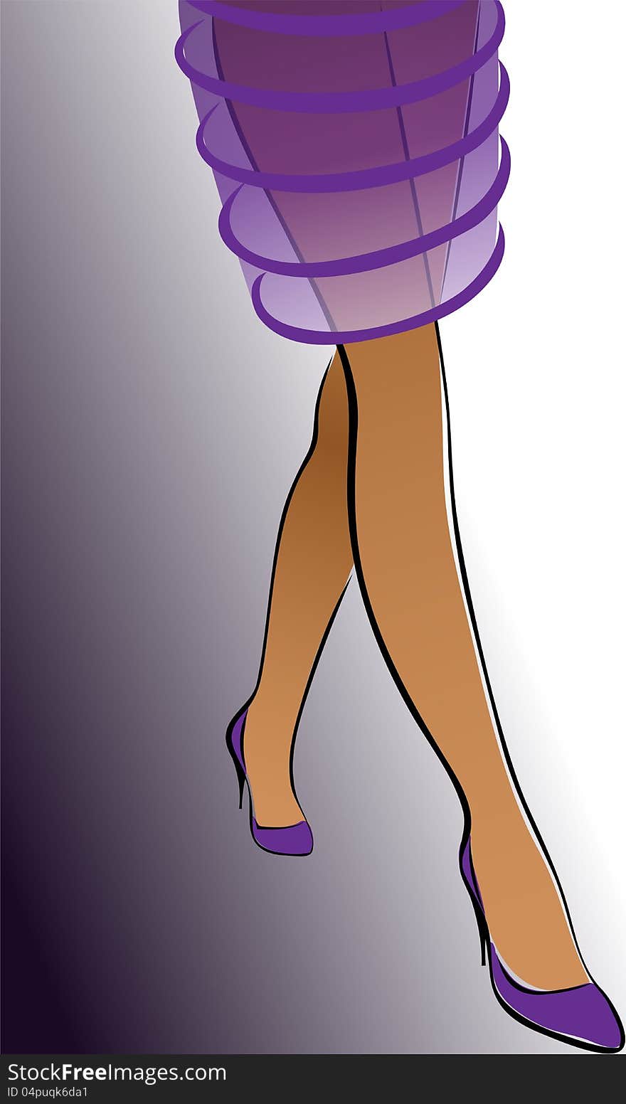 Female legs in purple skirt