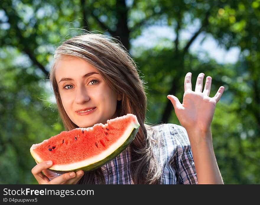 Woman And Watermelon