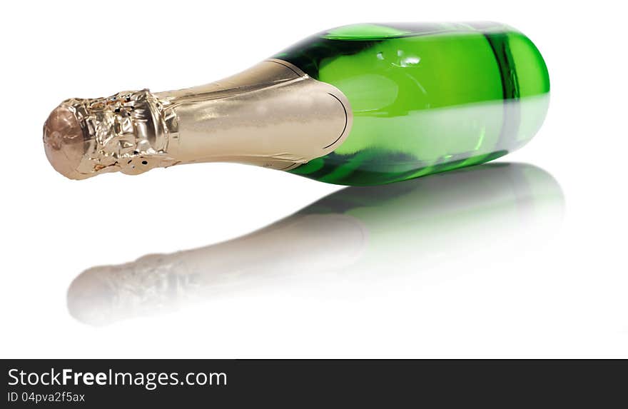 A bottle of champagne on isolated