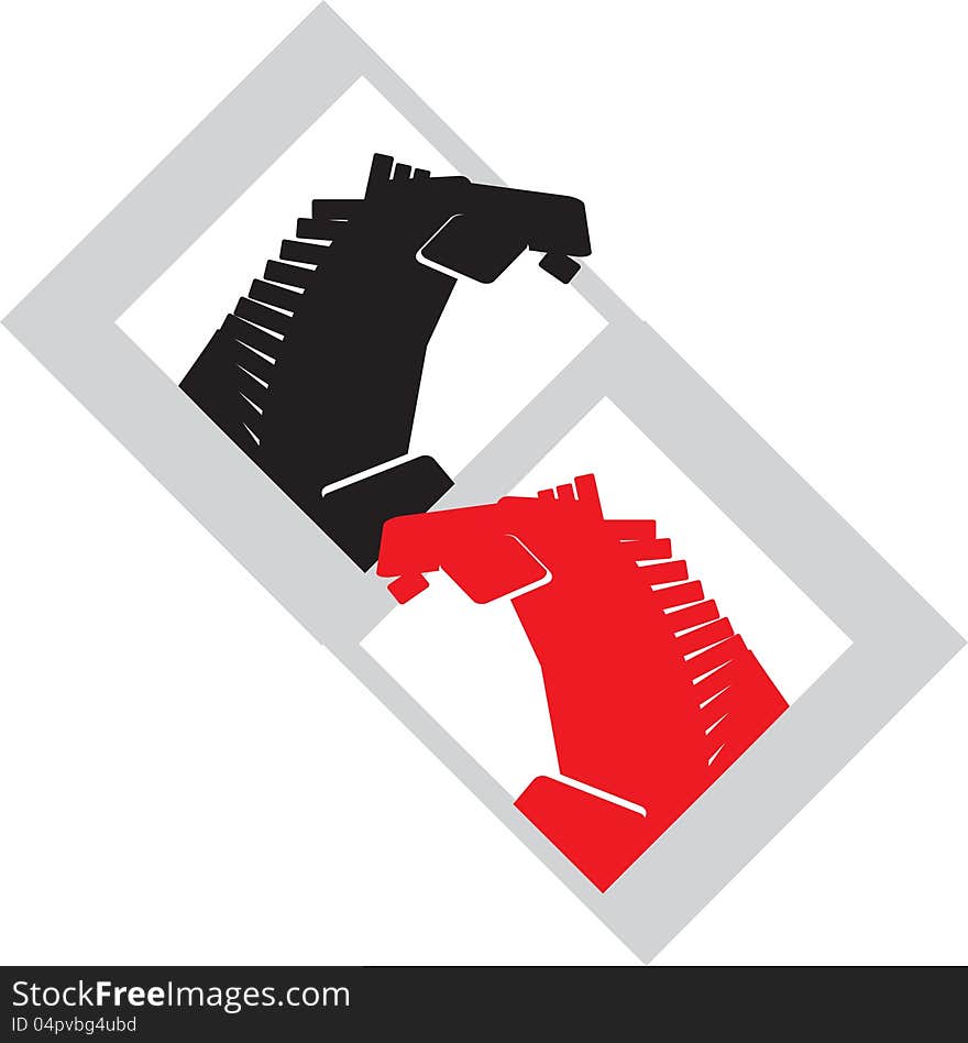 Horse head red and black