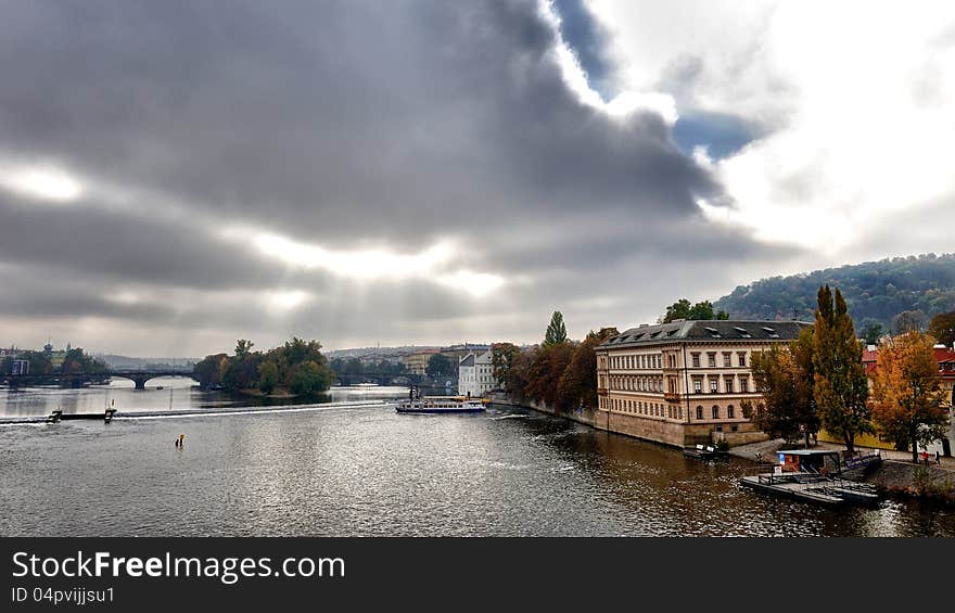 Solar lighting River in Prague