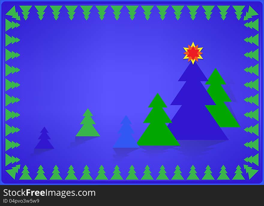 Card with Christmas tree