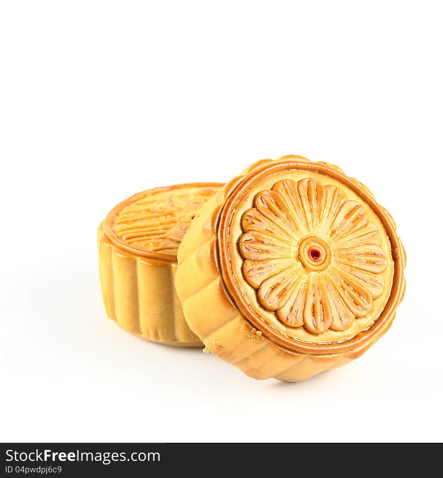 Chinese moon cake on white background