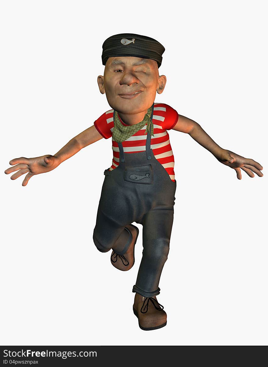 3D rendering of a funny old seaman. 3D rendering of a funny old seaman