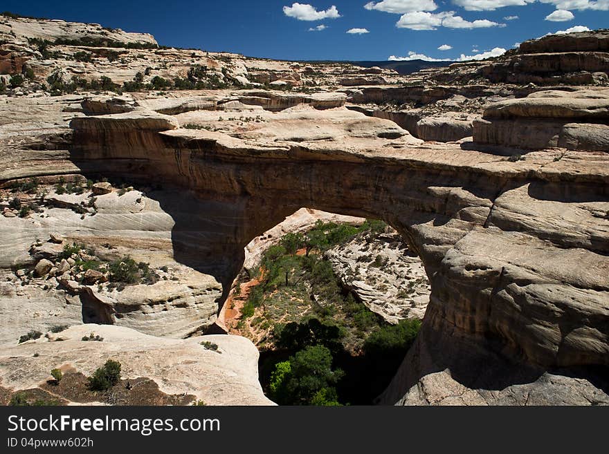 Natural bridges park,utah,USA:august 7,2012:view of Sipapu natural bridge. Natural bridges park,utah,USA:august 7,2012:view of Sipapu natural bridge