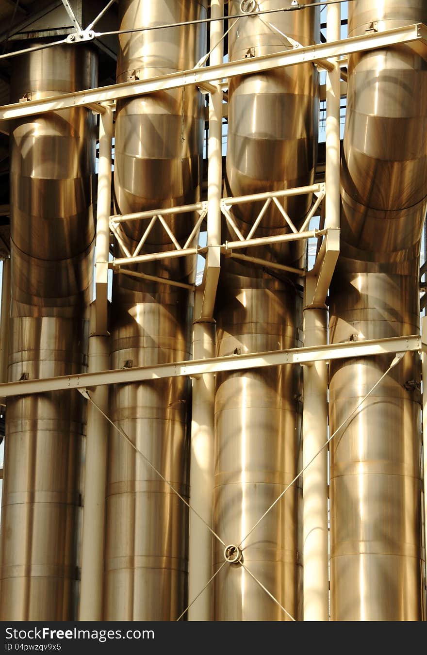 Abstract portrait image of metal pipes and pipework